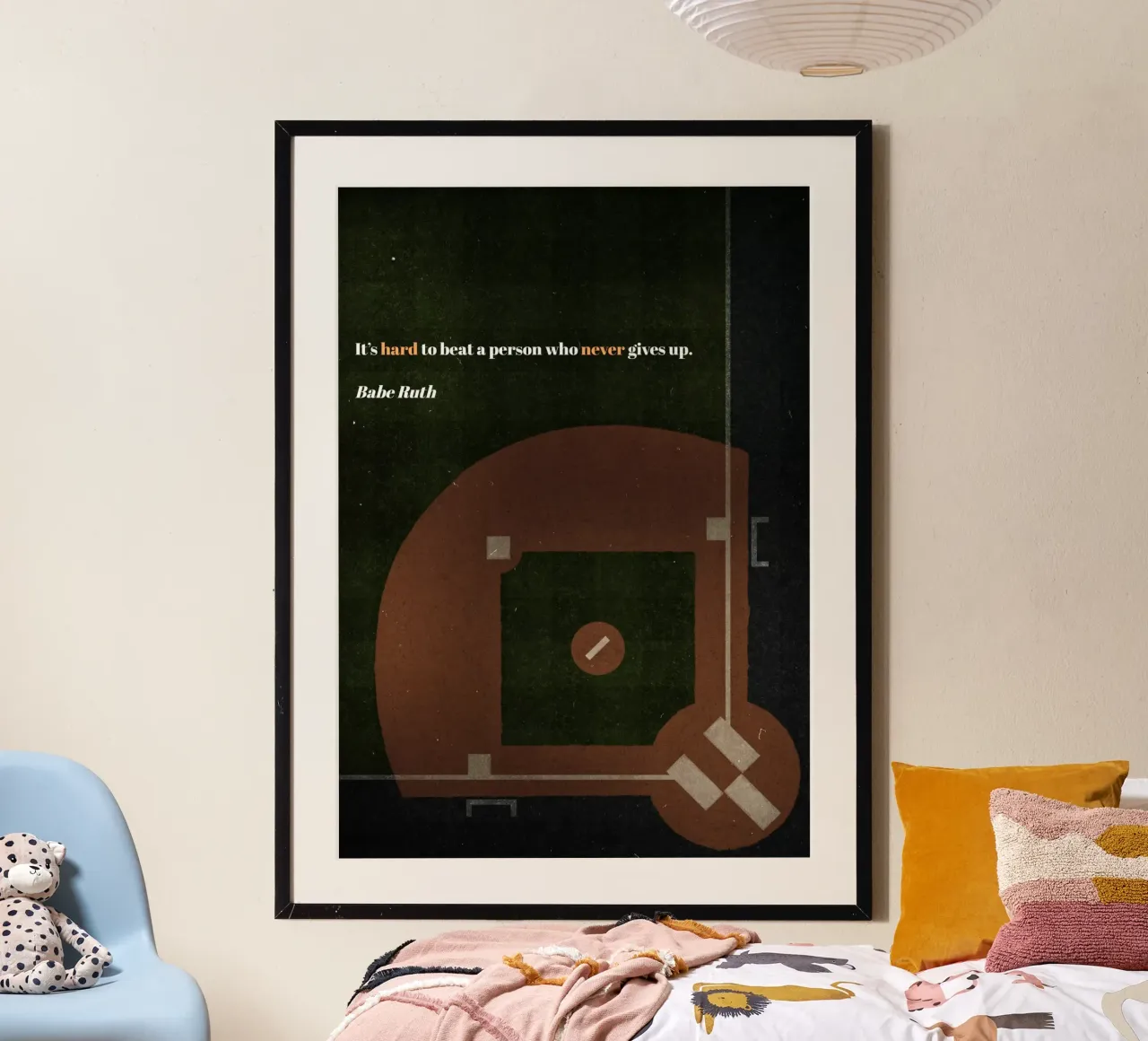 Babe Ruth - Baseball poster con telaio in legno da athlete.art
