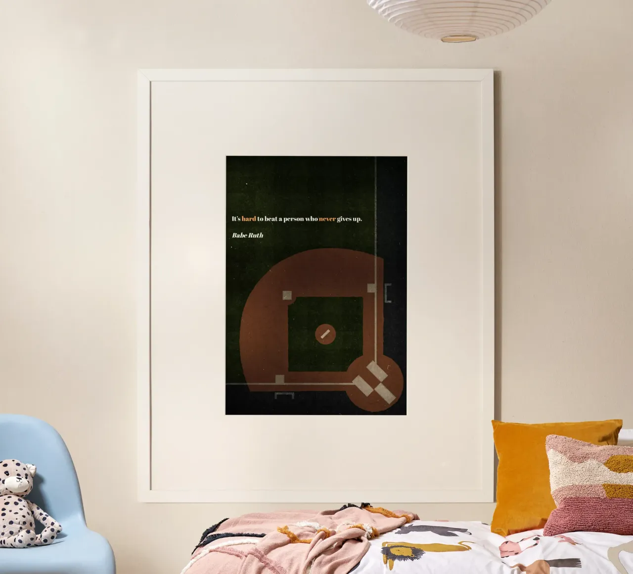 Babe Ruth - Baseball poster con telaio in legno da athlete.art