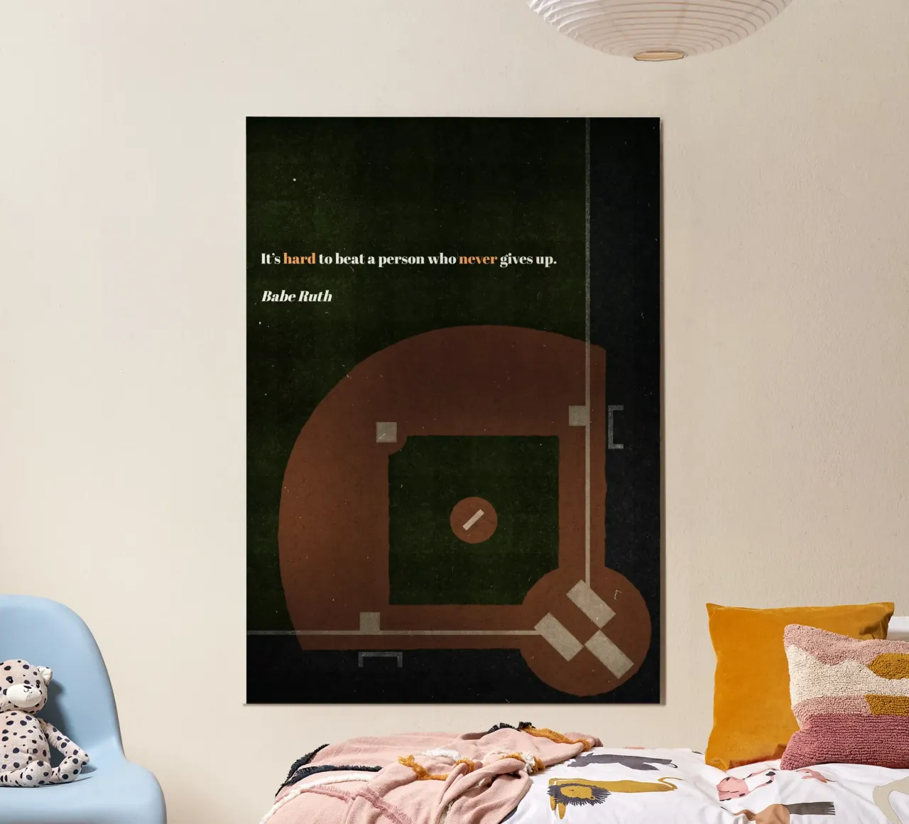Babe Ruth - Baseball poster con telaio in legno da athlete.art