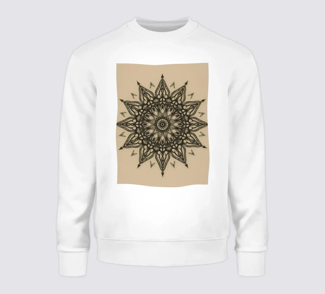Mandala in bianco e nero su sfondo beige felpa da DesignDoodle