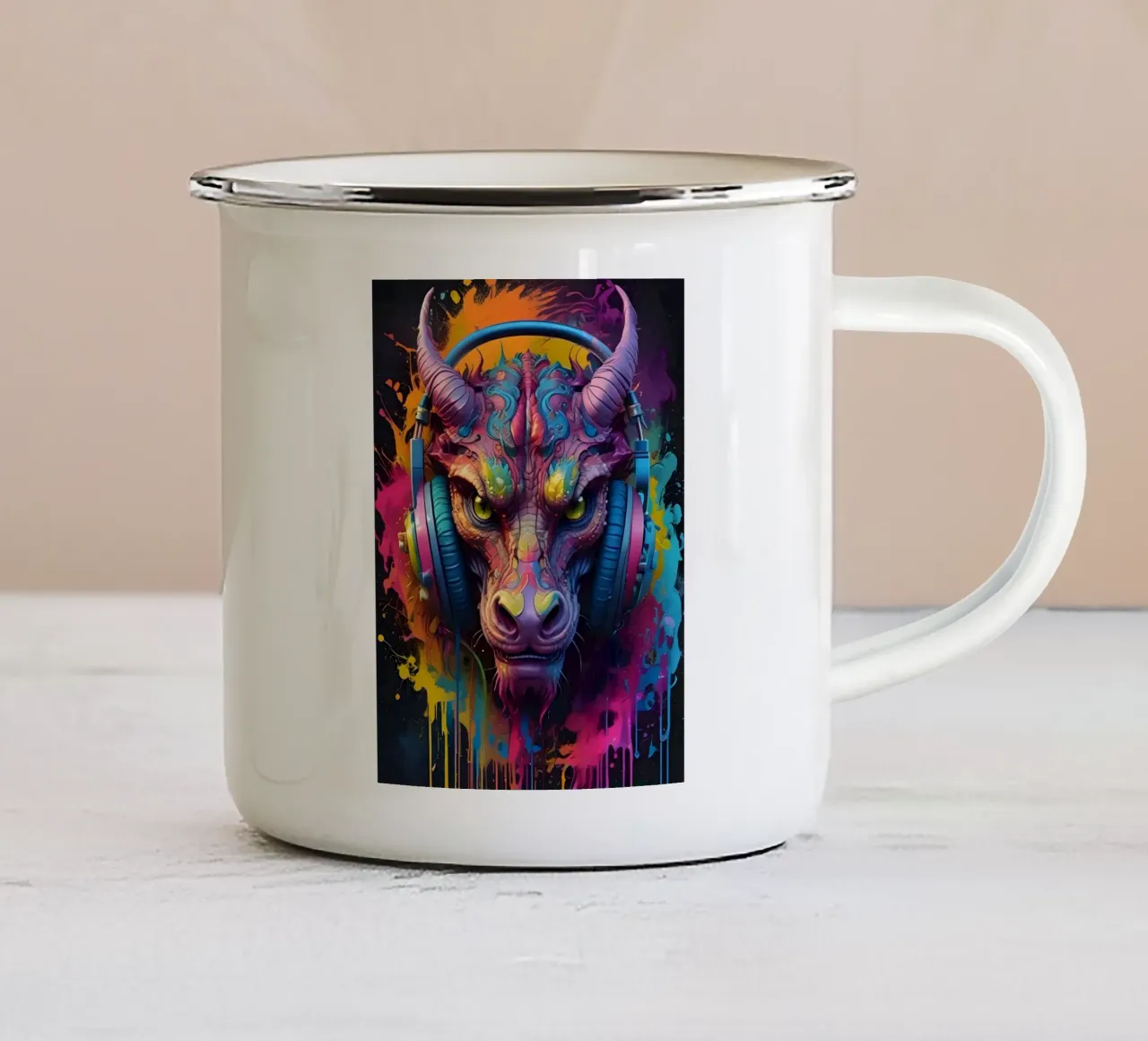 Drago melomane tazza in smalto da MakArena