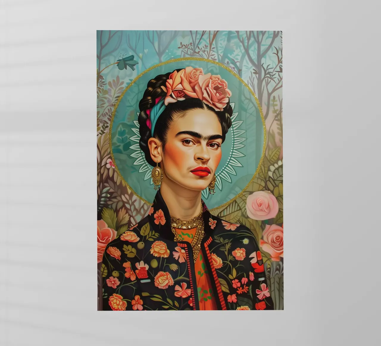 Frida self-portrait of colours backlit film by Carinaprint