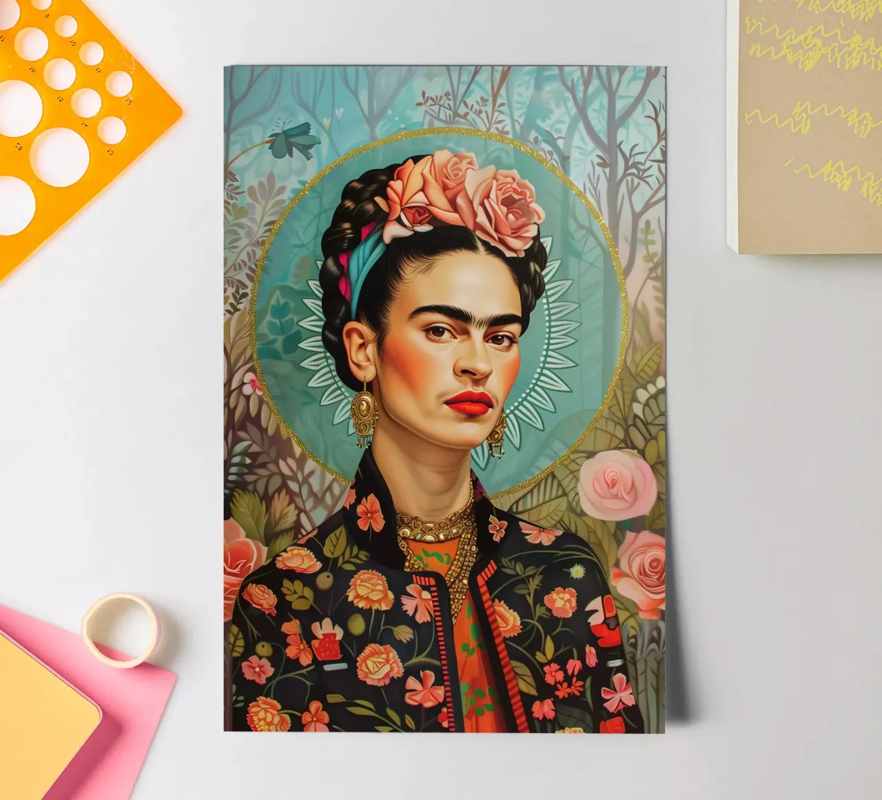 Frida Autoportrait des couleurs planche autocollant de Carinaprint