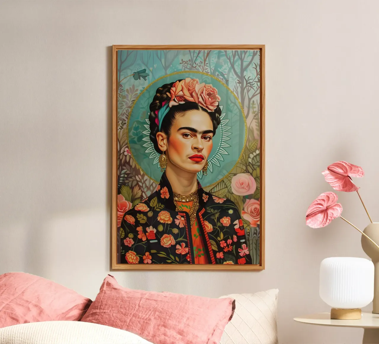 Frida self-portrait of colours alu-dibond by Carinaprint