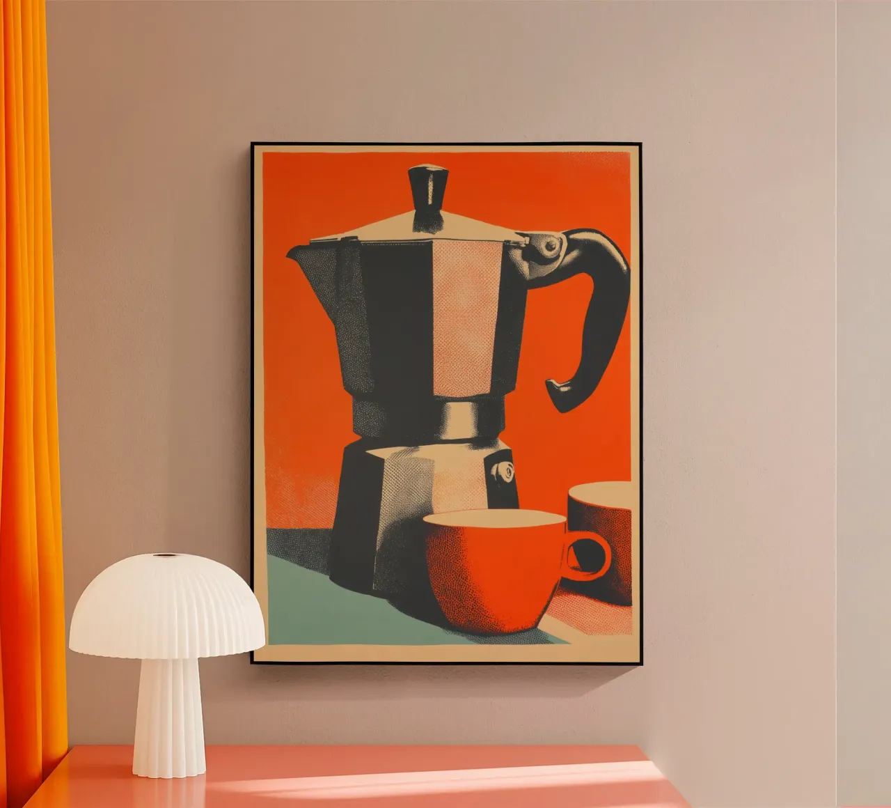 Cafetera retro | Vintage grid print 60s metacrilato de Autofocus