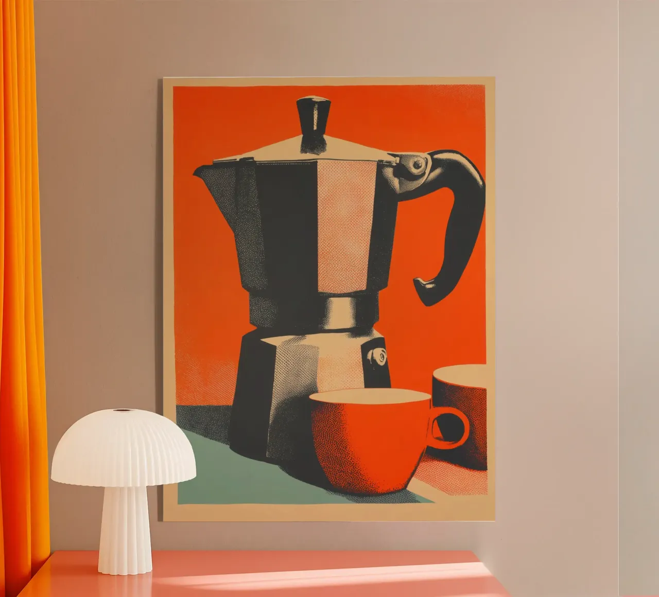 Cafetera retro | Vintage grid print 60s metacrilato de Autofocus