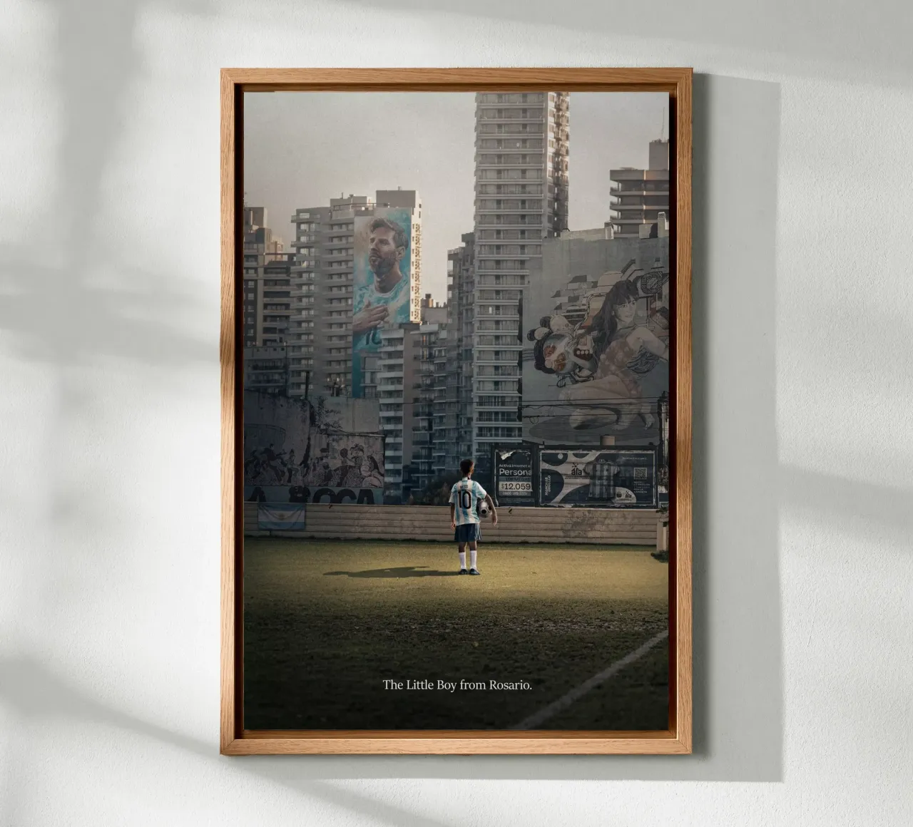 The little Boy from Rosario canvas with Floater frame by athlete.art