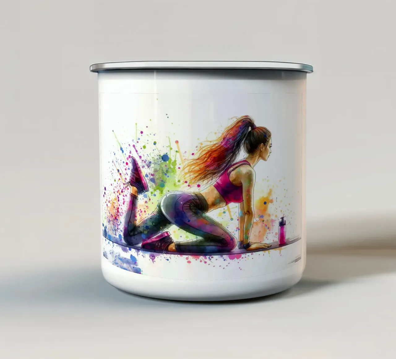 acquerello esercizio di fitness tazza in smalto da 🎁 NOBELART