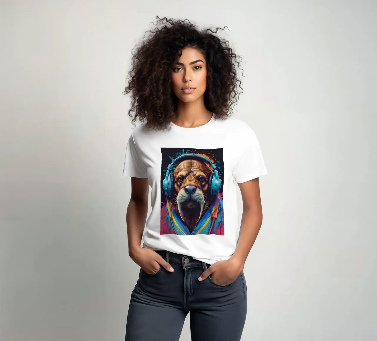 Tricheco in cuffia t-shirt da MakArena