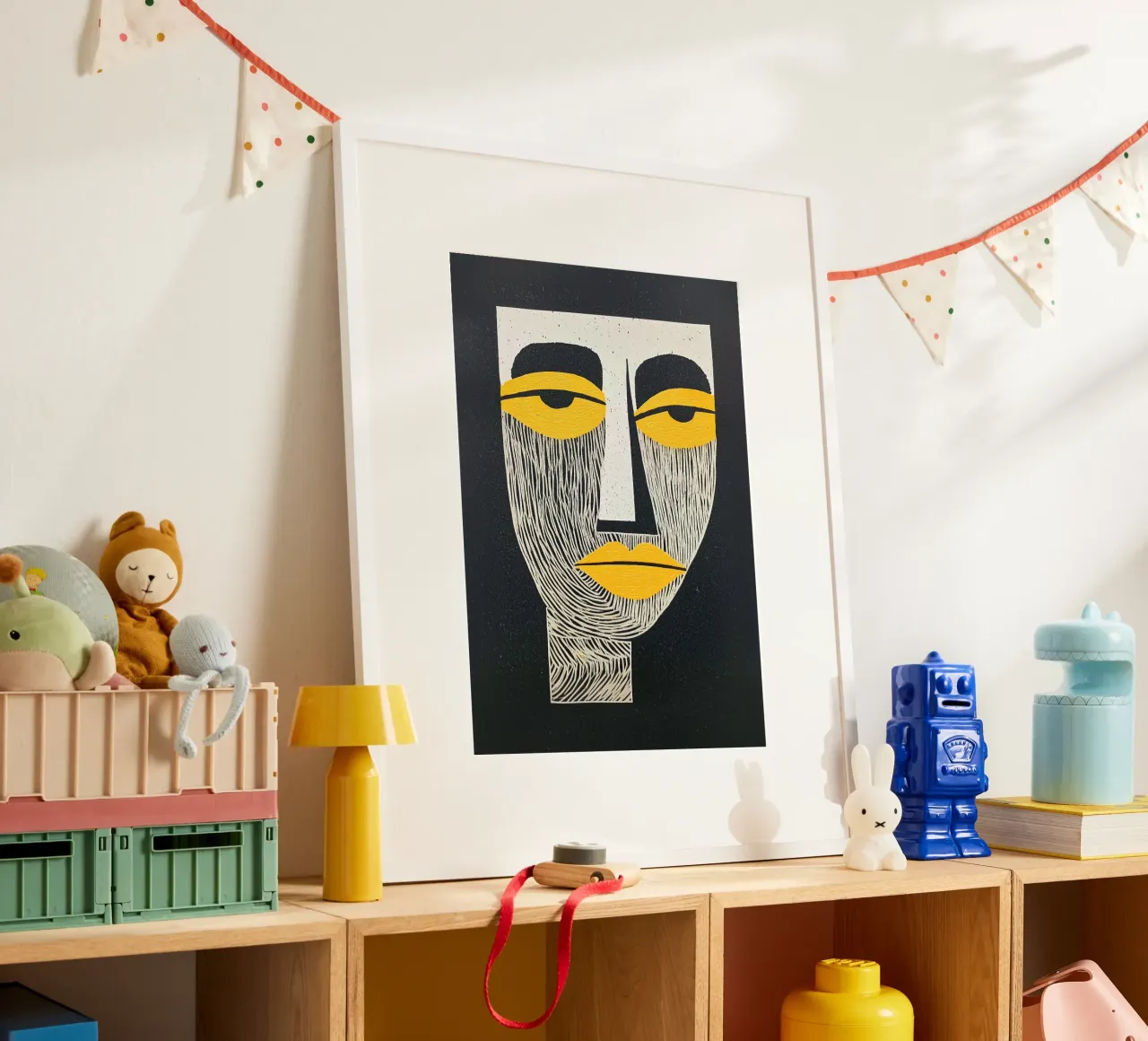 Art abstrait du visage, Expressionnisme jaune et noir hahnemühle de Bakara