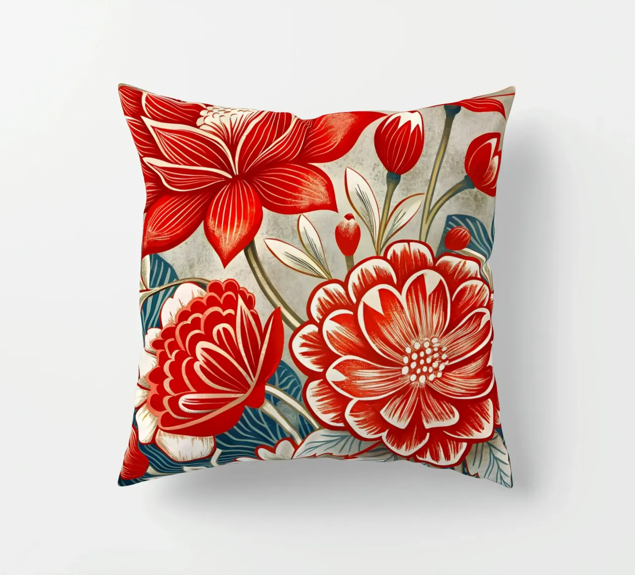 Fiori cremisi cuscino da Artistic-shop