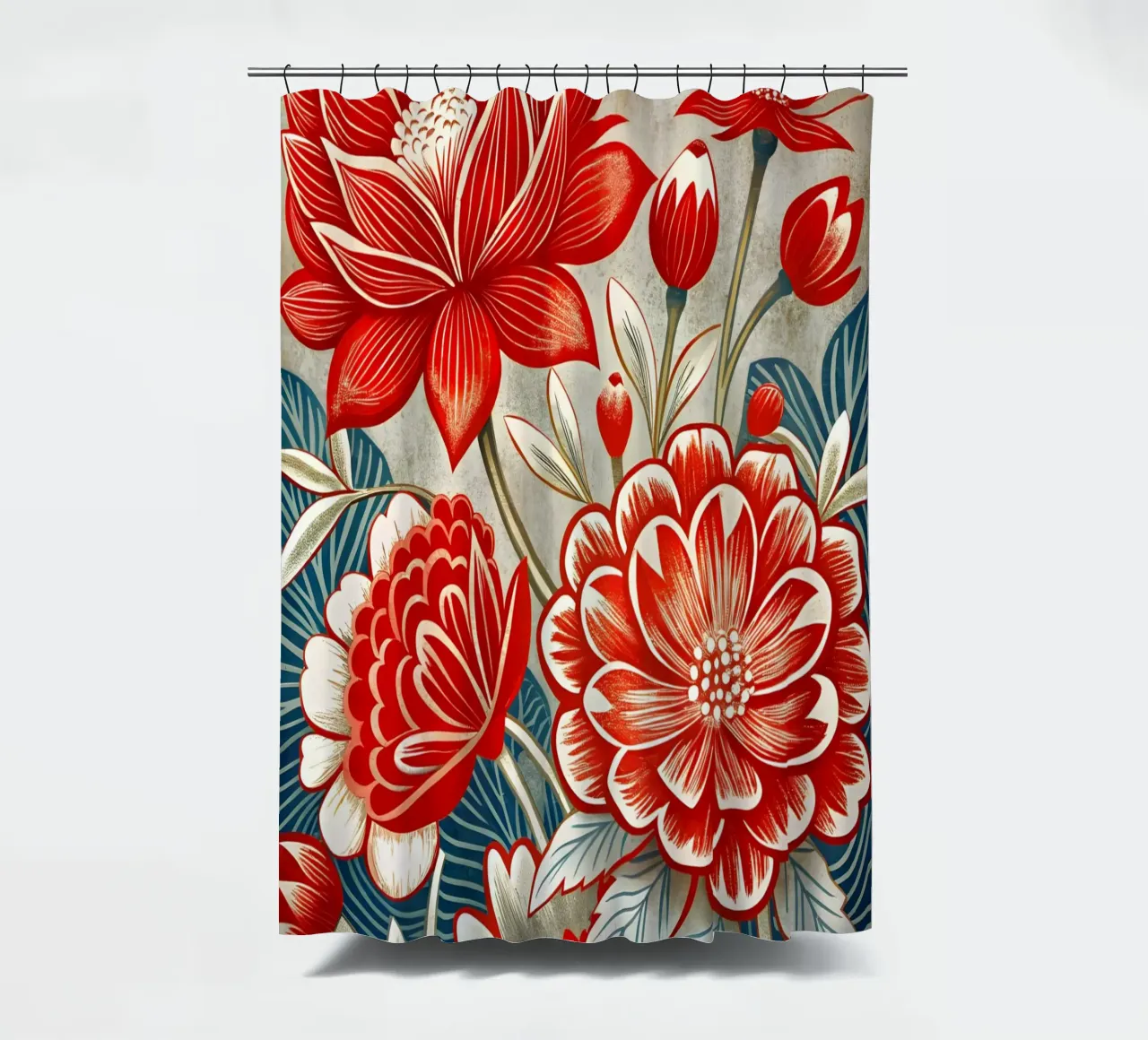 Fiori cremisi tenda da doccia da Artistic-shop