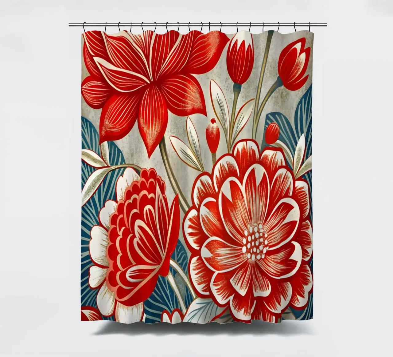Fiori cremisi tenda da doccia da Artistic-shop