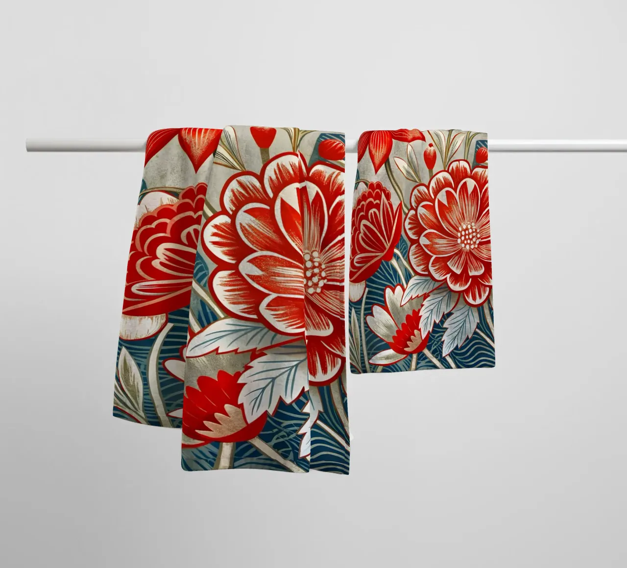 Fiori cremisi asciugamano da bagno da Artistic-shop