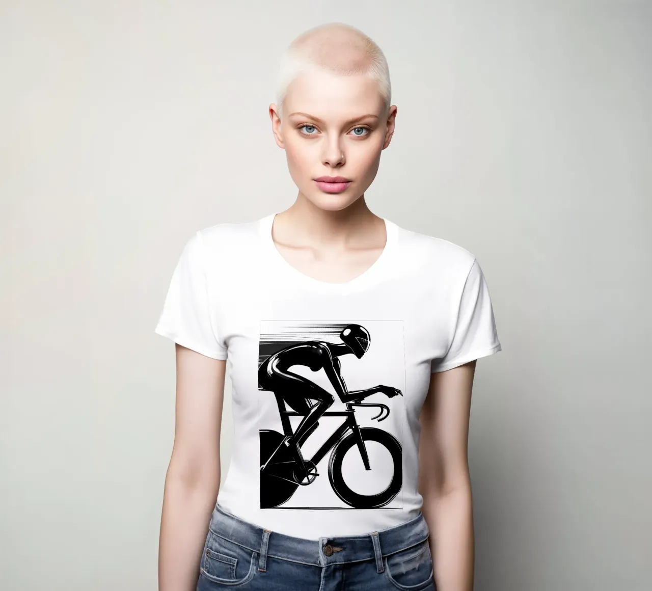 CYCLIST ON BIKE RACE women's fitted t-shirt by ARTOMATIC