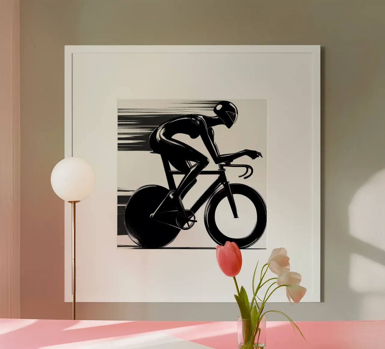 CICLISTA IN GARA poster con telaio in legno da ARTOMATIC