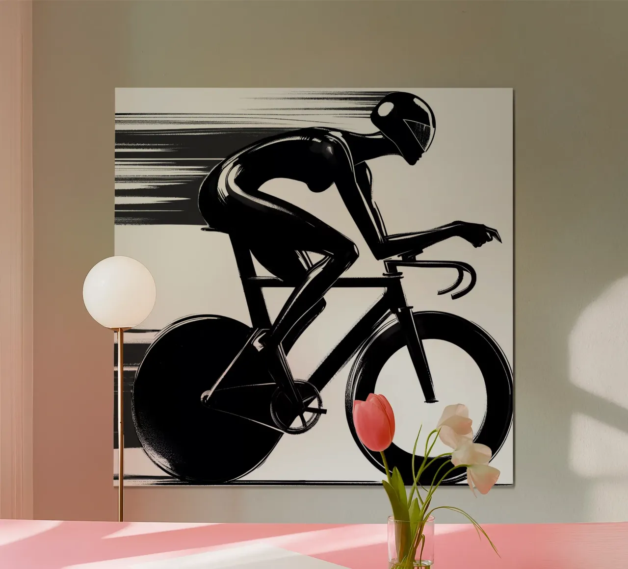 CICLISTA IN GARA poster con telaio in legno da ARTOMATIC