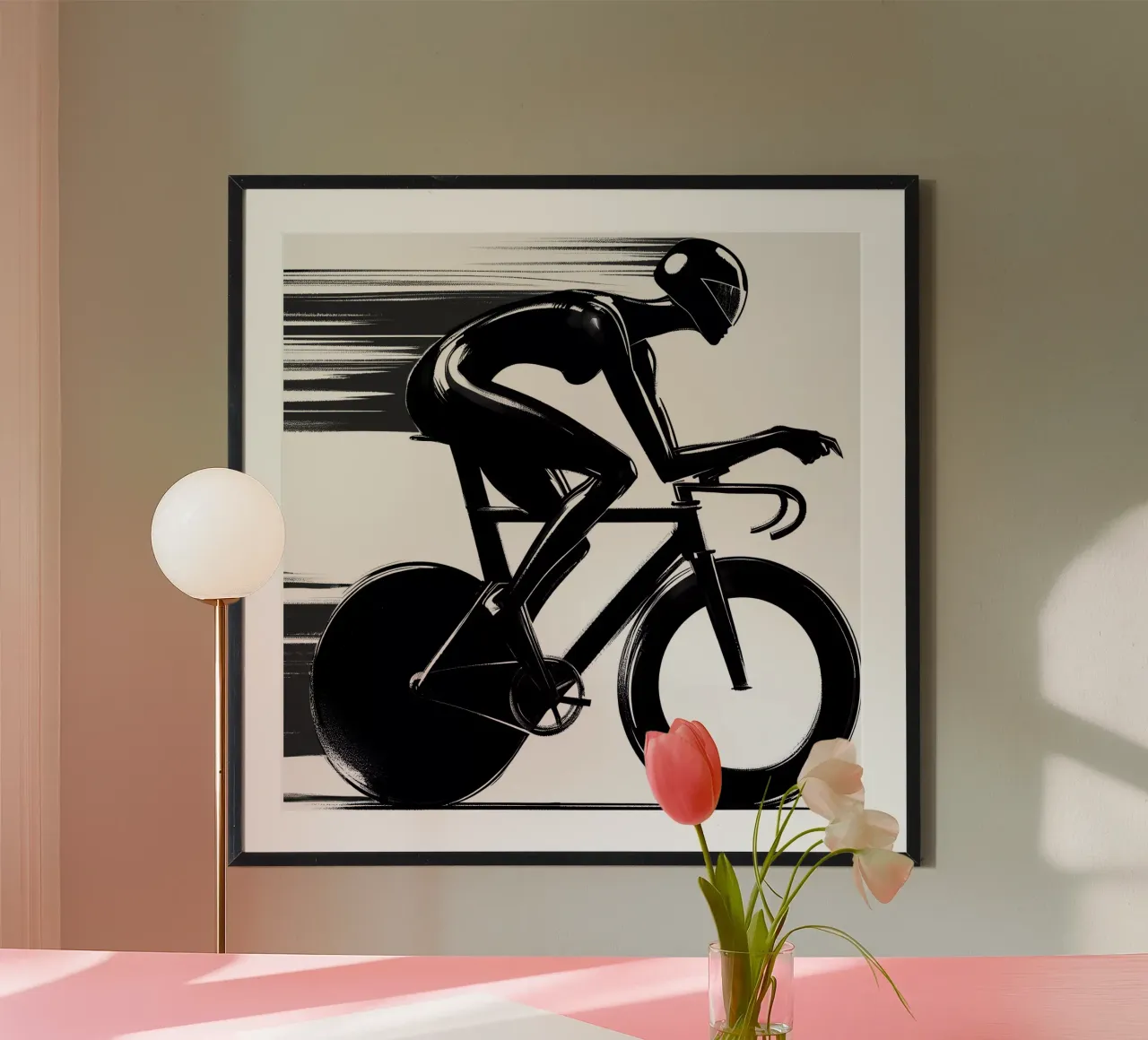 CICLISTA IN GARA poster con telaio in legno da ARTOMATIC