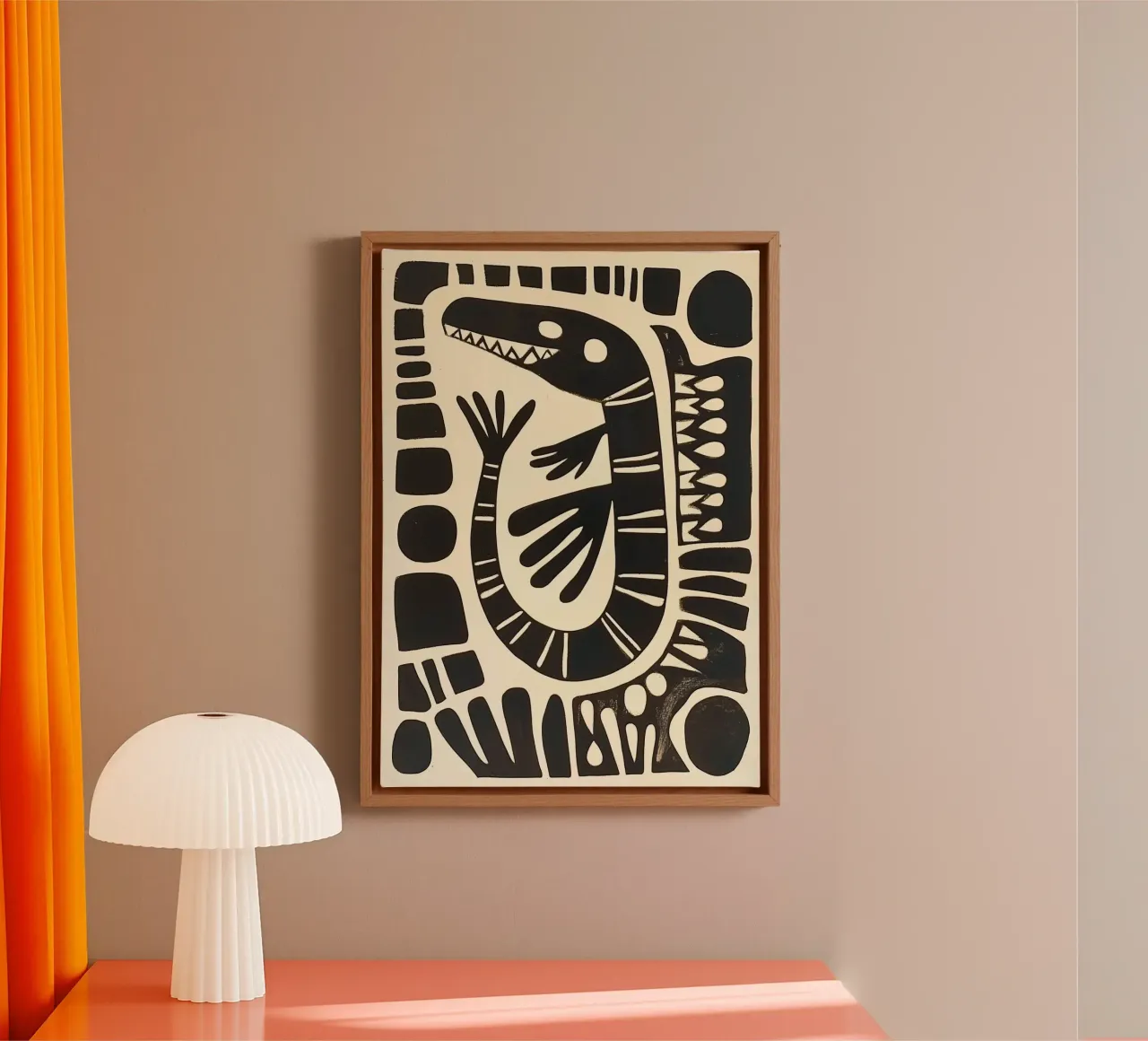 Abstract Lizard Art, Modern Folk Print, Boho canvas by Bakara