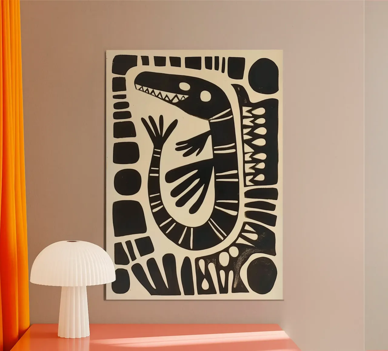 Abstract Lizard Art, Modern Folk Print, Boho hahnemühle by Bakara