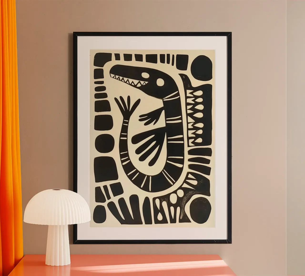Abstract Lizard Art, Modern Folk Print, Boho hahnemühle by Bakara