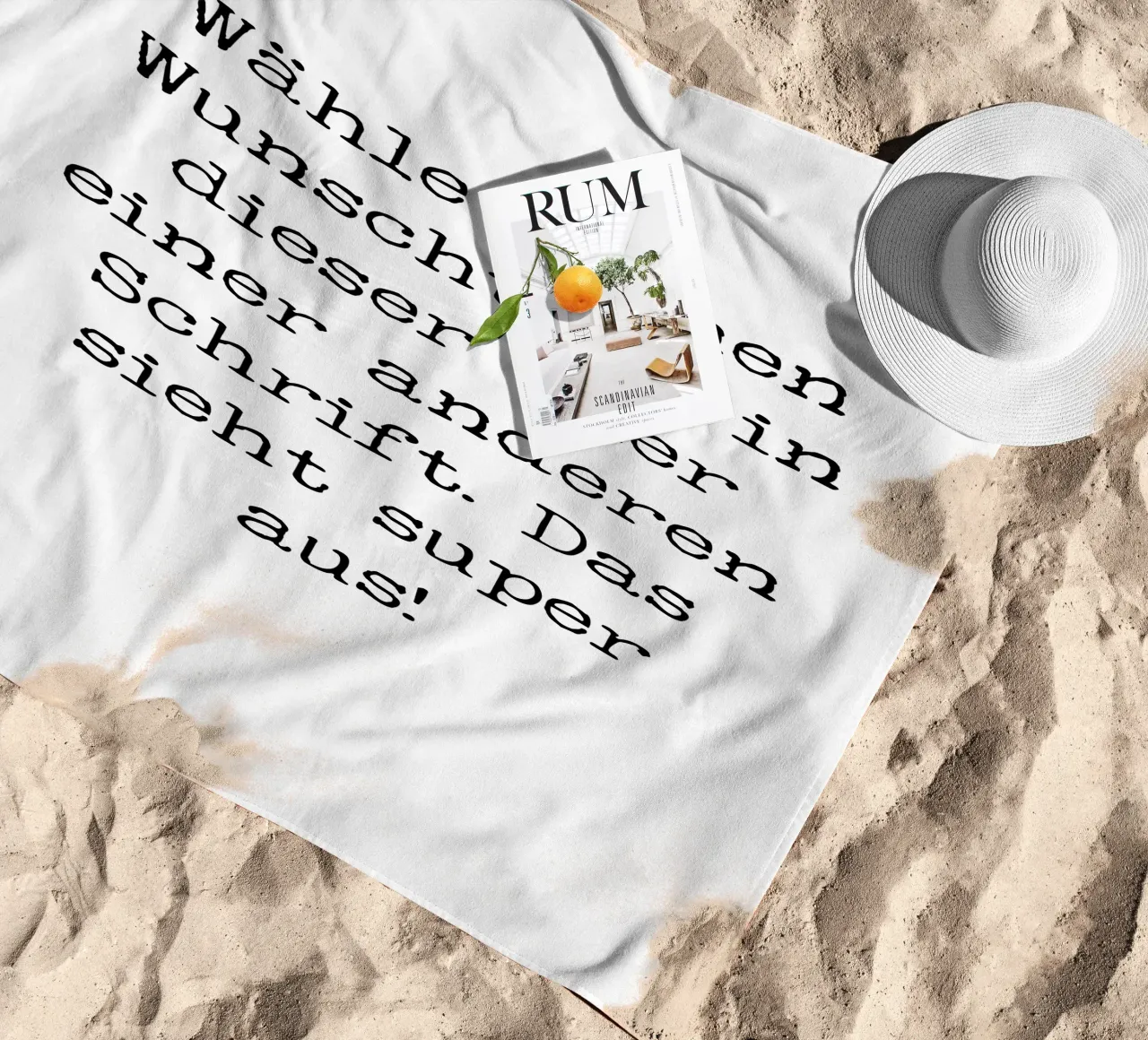 Your desired text, customisable, personalisable beach towel by RB-Quotes