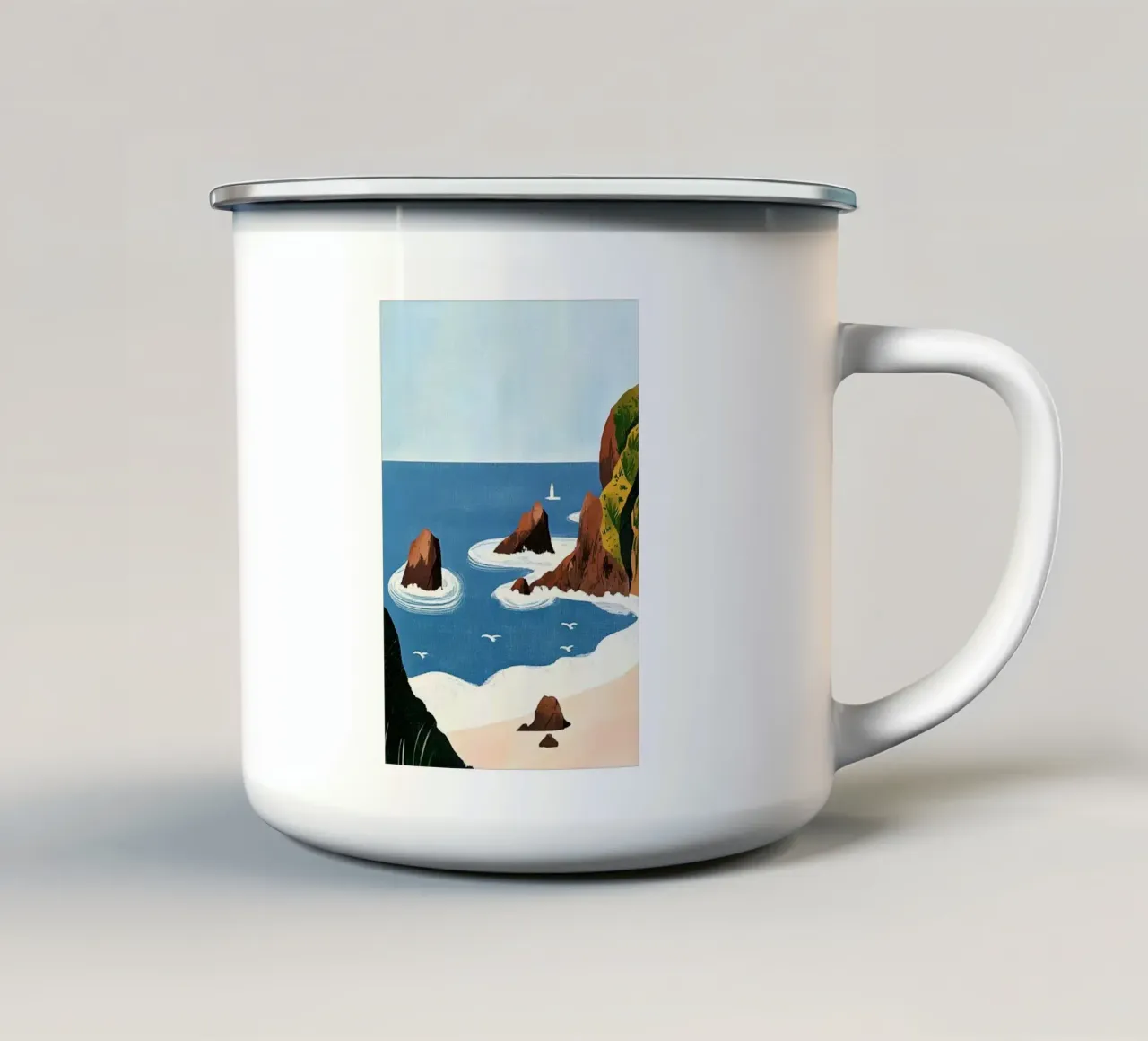 Costa della Cornovaglia I tazza in smalto da Curious Canvas