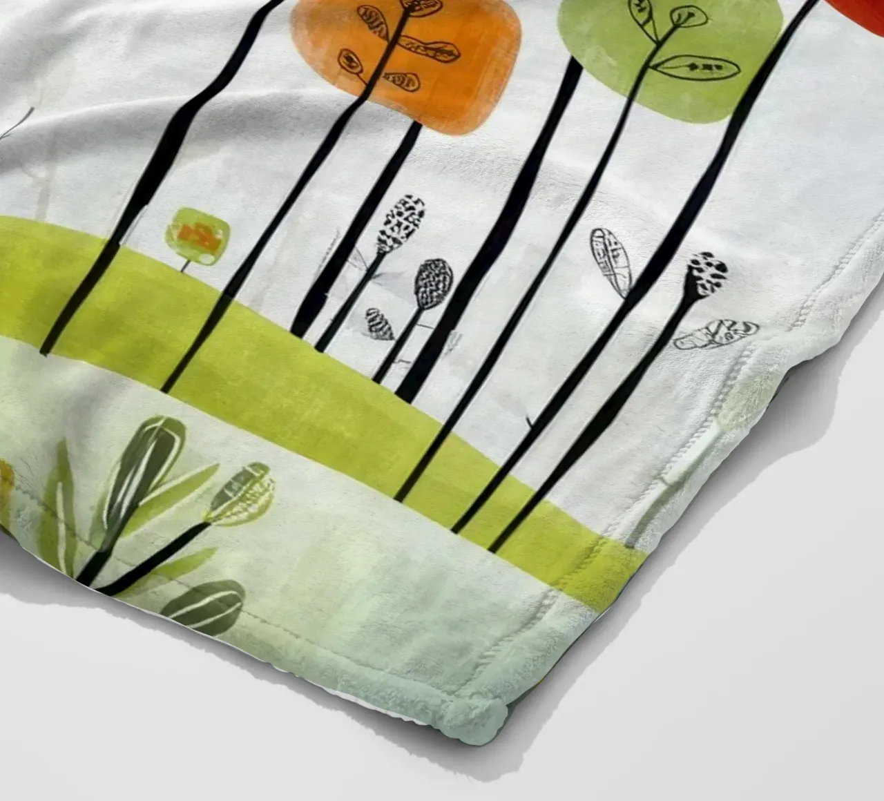 Foresta stravagante con cervi e uccelli coperta in pile da Artbyvo