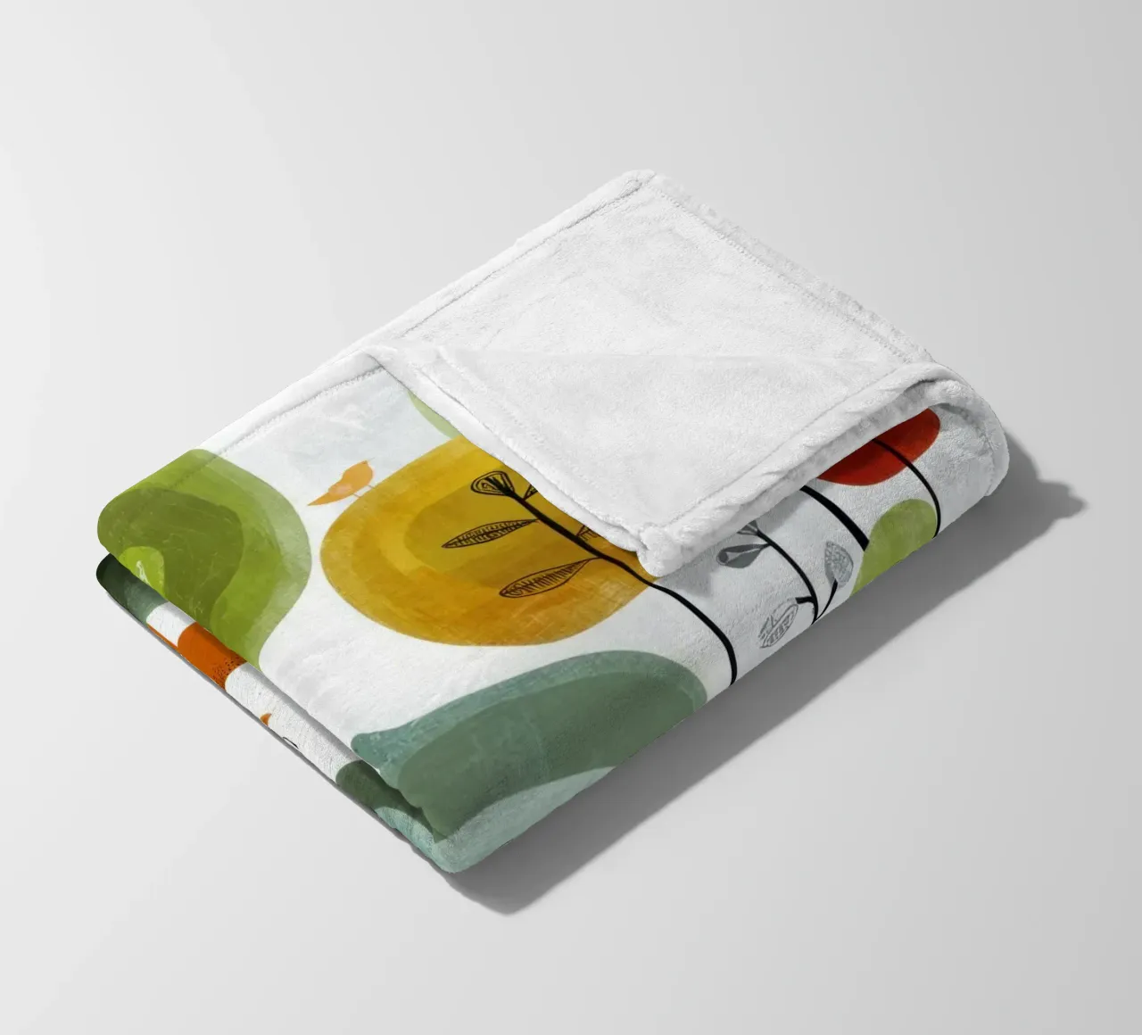 Foresta stravagante con cervi e uccelli coperta in pile da Artbyvo