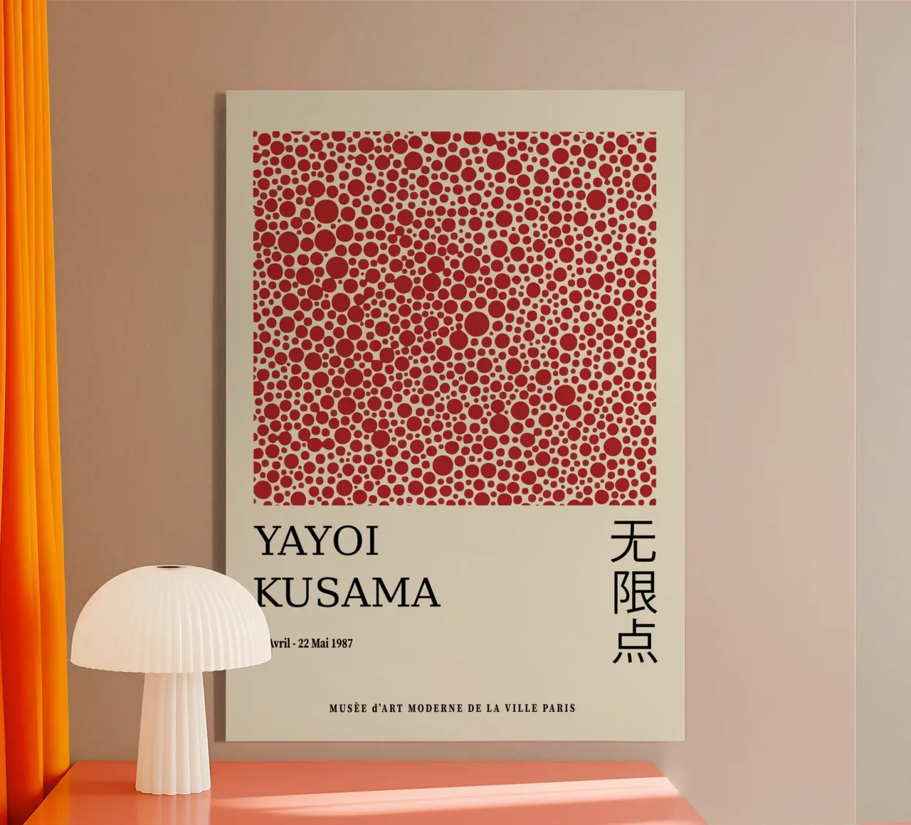 Yayoi Kusama Red Dots, Unendliches Netz Kunstdruck Acryl-Glas von Bakara