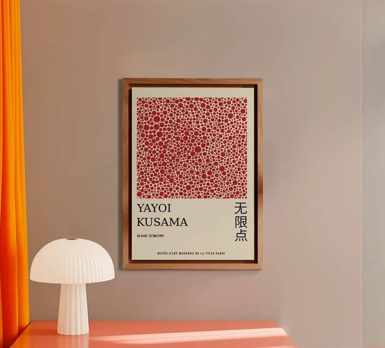 Yayoi Kusama Red Dots, Unendliches Netz Kunstdruck Alu-Dibond von Bakara
