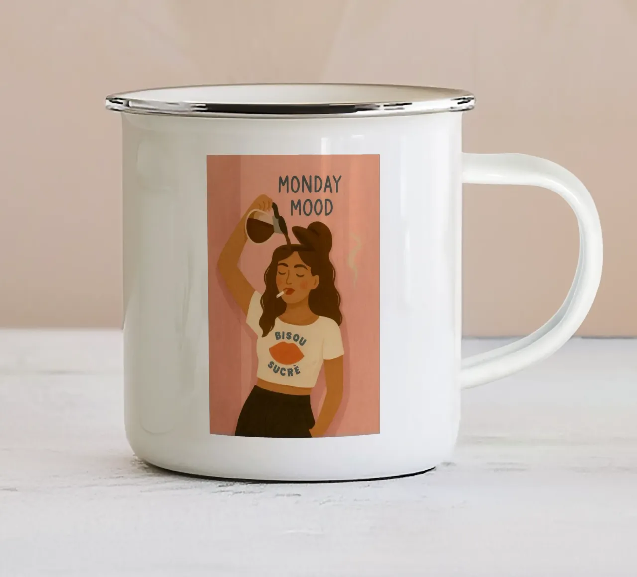 Monday Mood tazza in smalto da PurePeachStudio