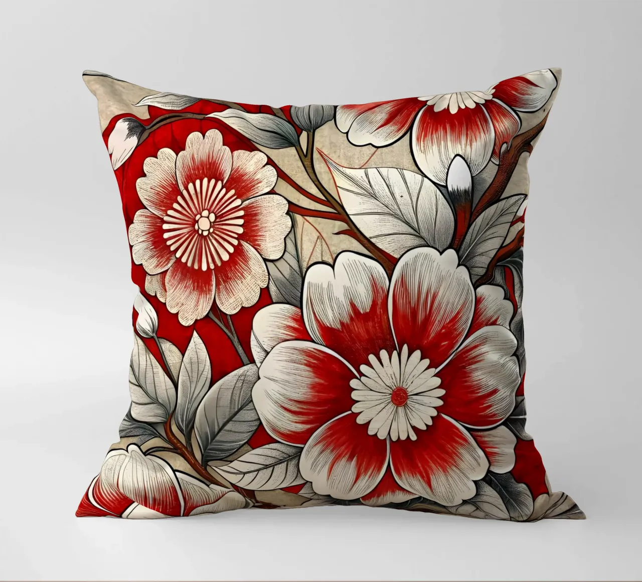 Fiori cremisi cuscino da Artistic-shop