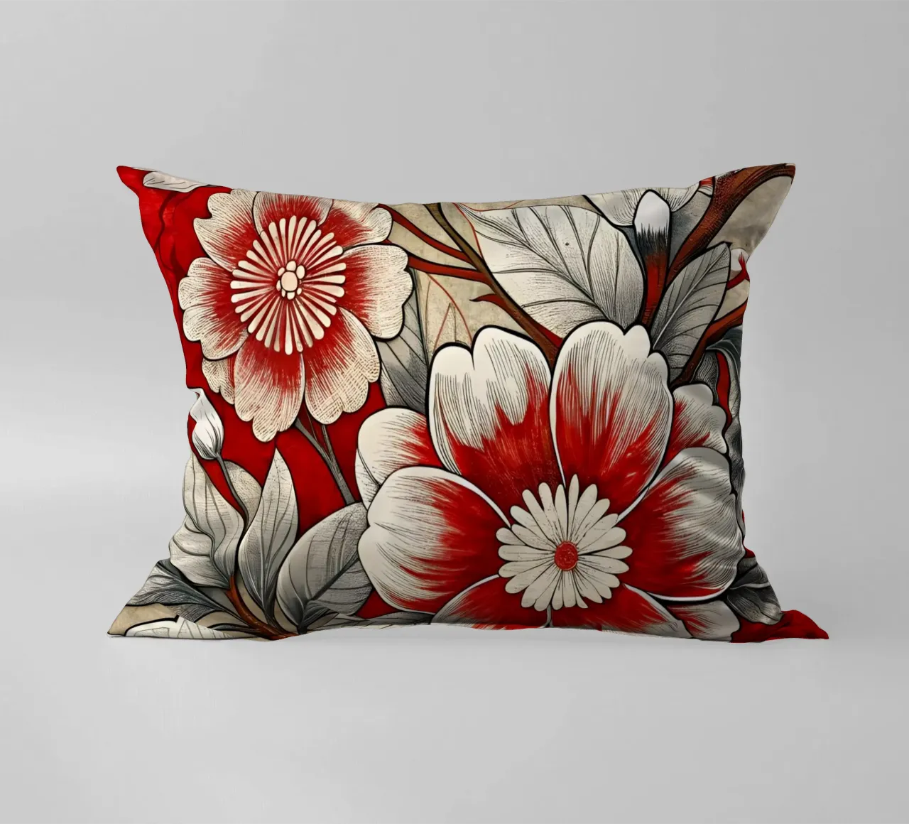 Fiori cremisi cuscino da Artistic-shop