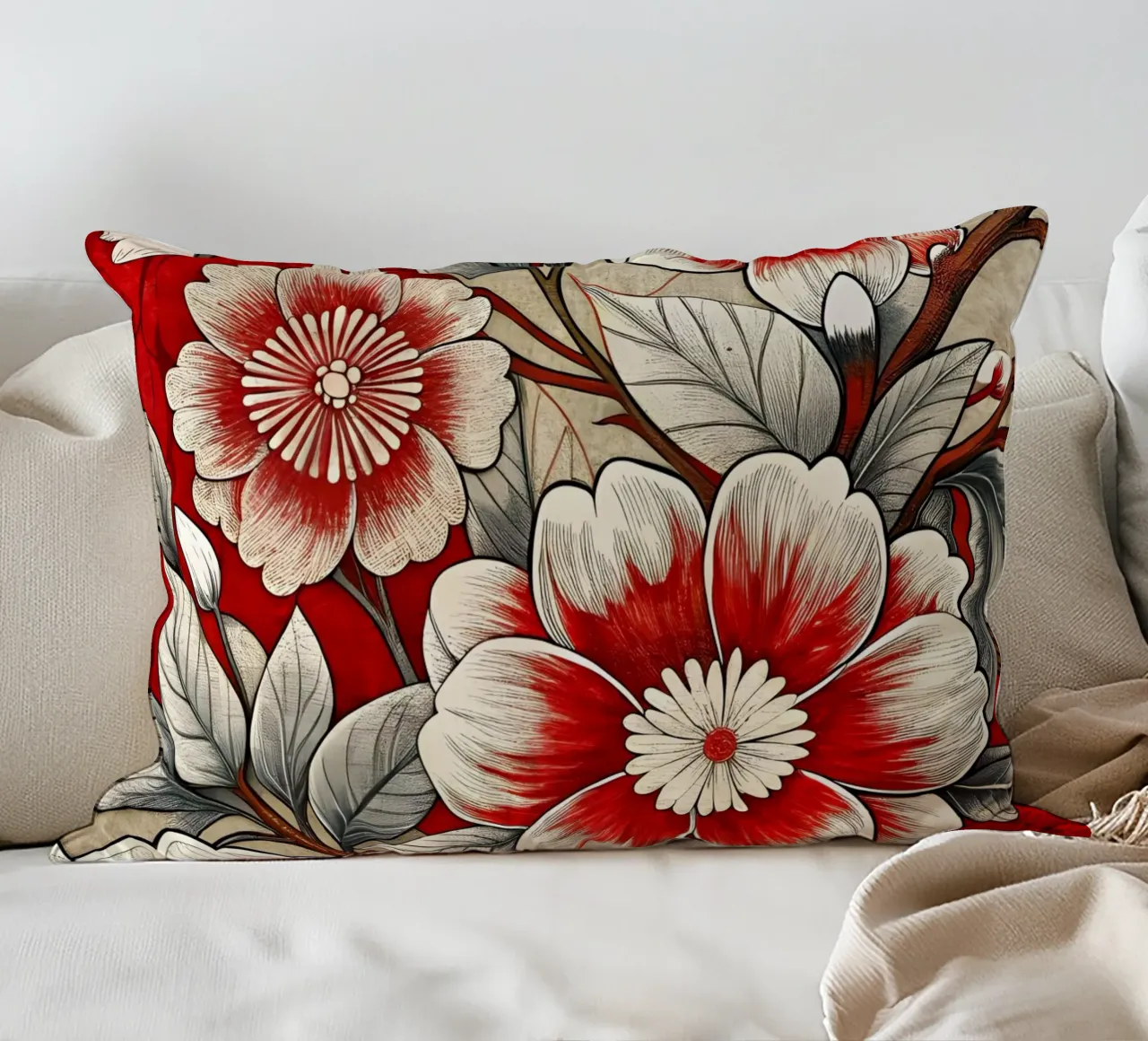 Fiori cremisi cuscino da Artistic-shop