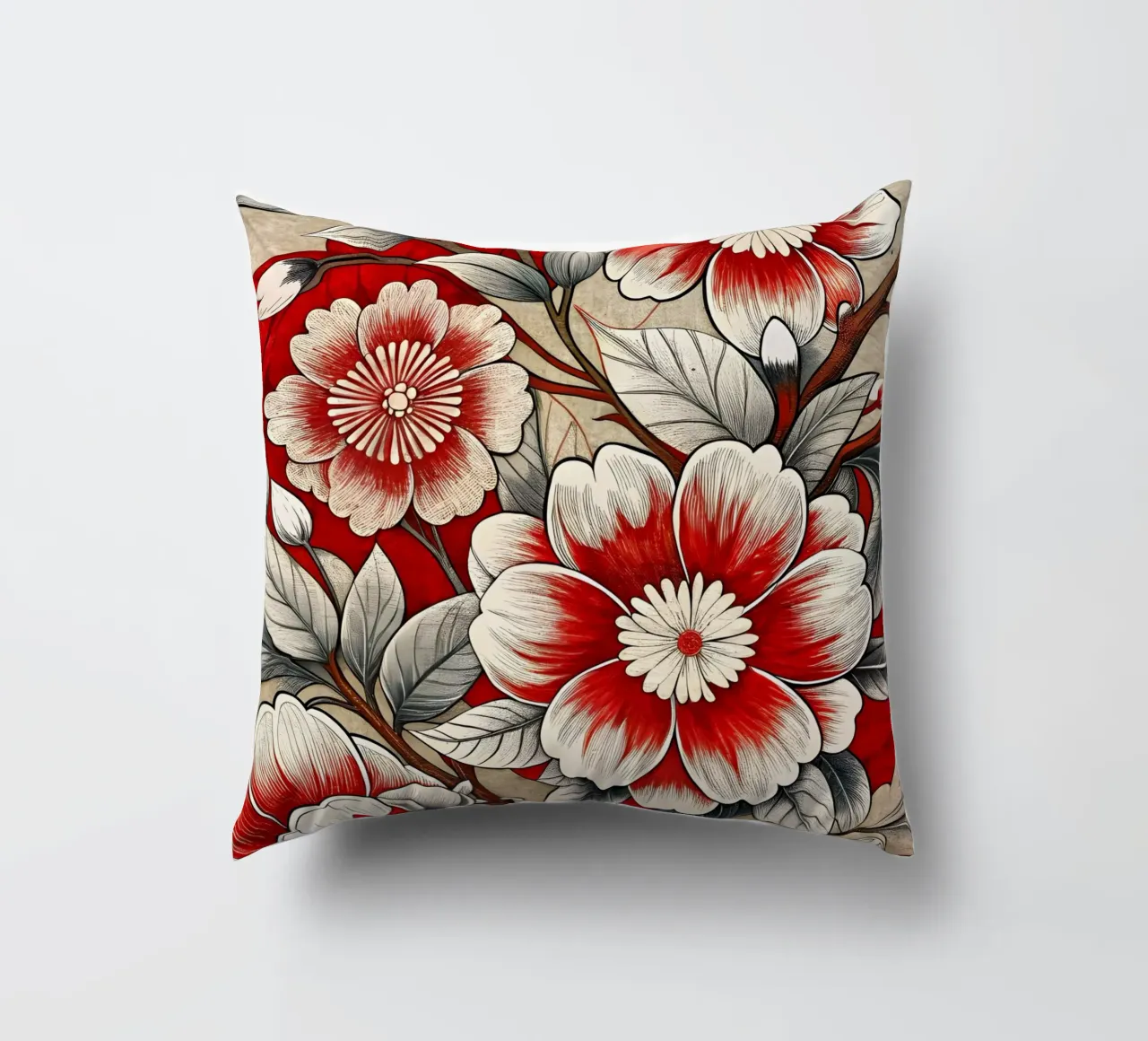 Fiori cremisi cuscino da Artistic-shop