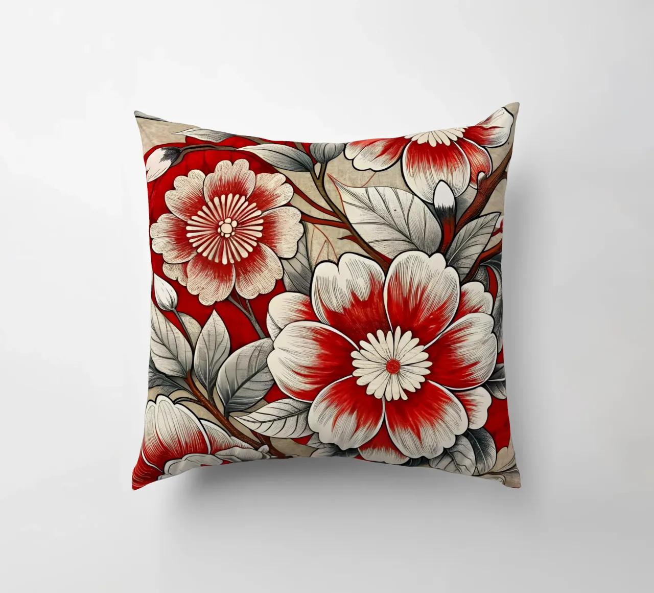 Fiori cremisi cuscino da Artistic-shop