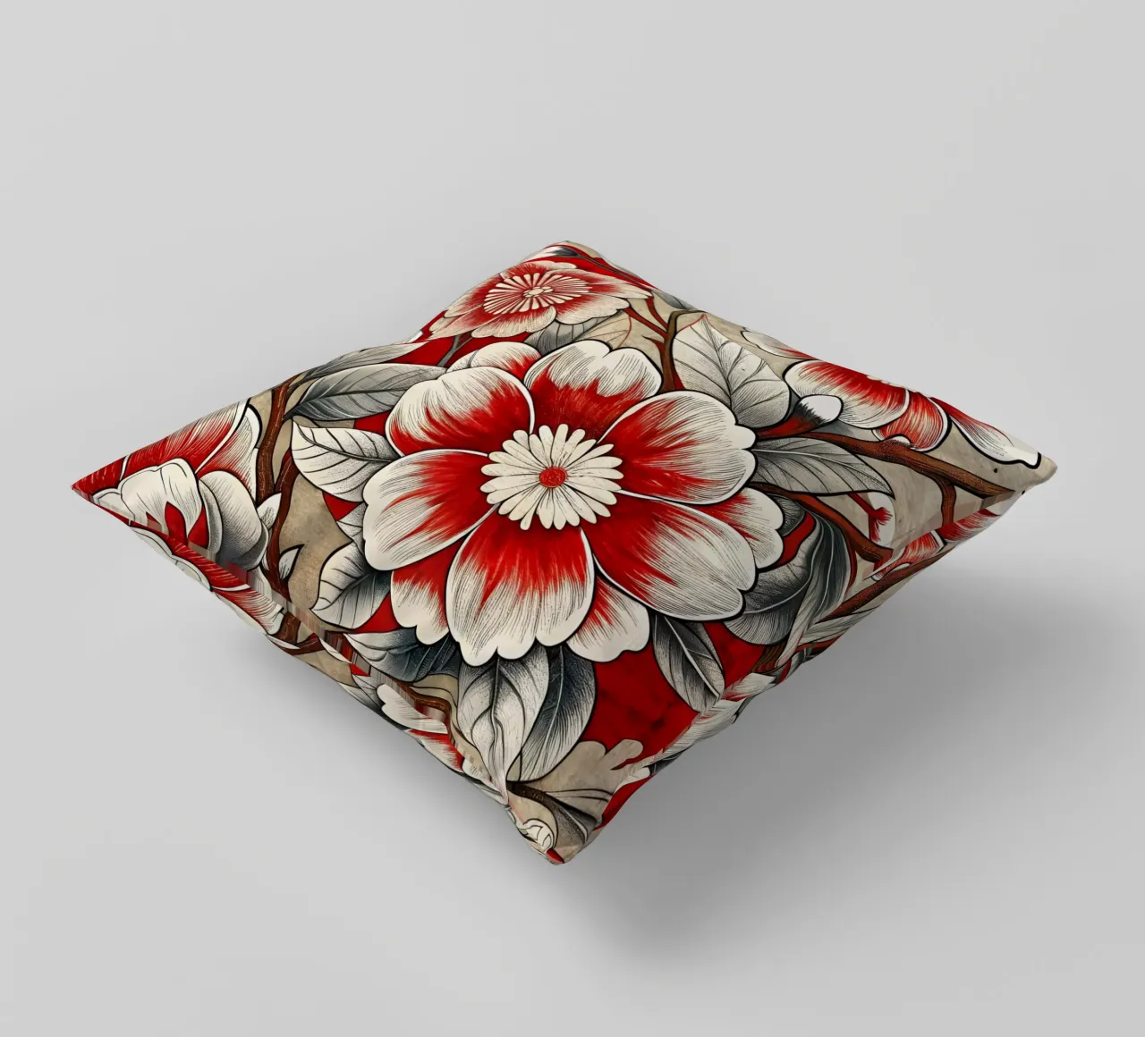 Fiori cremisi cuscino da Artistic-shop