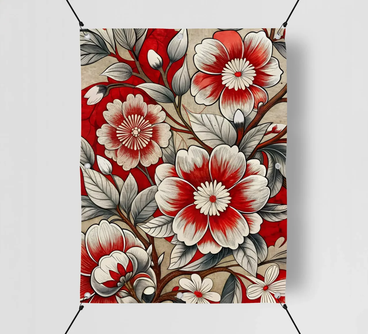 Fiori cremisi telo in pvc da Artistic-shop