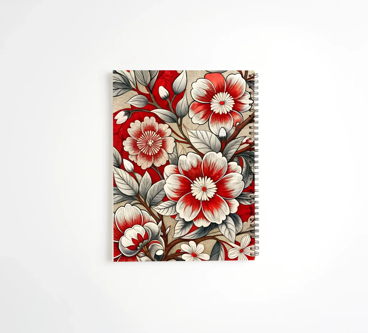 Flores carmesí cuaderno de espiral de Artistic-shop
