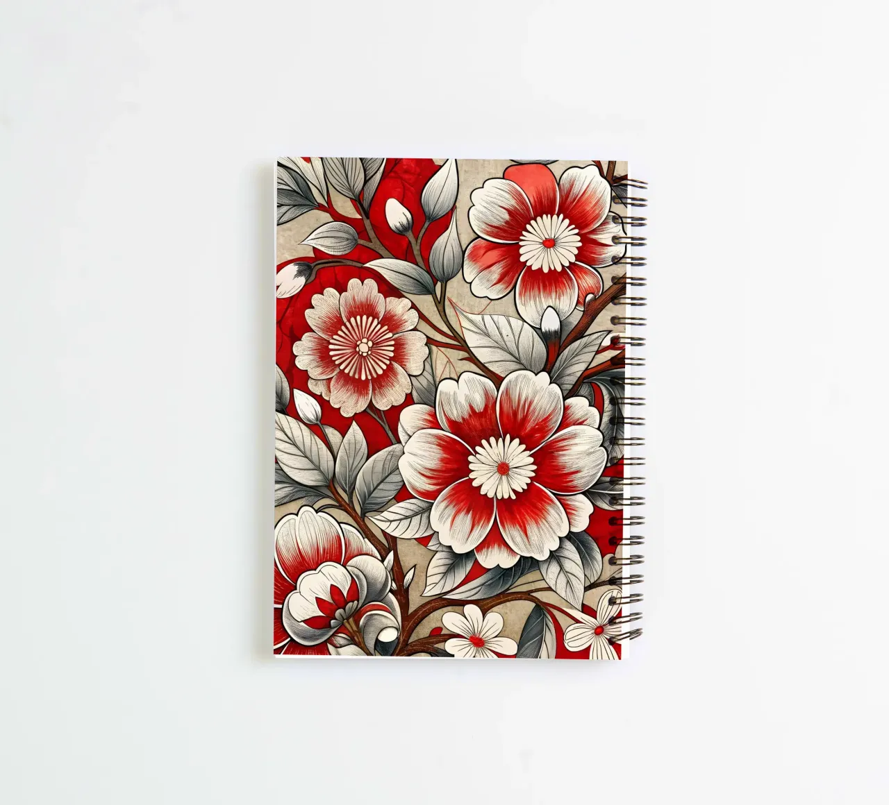 Flores carmesí cuaderno de espiral de Artistic-shop