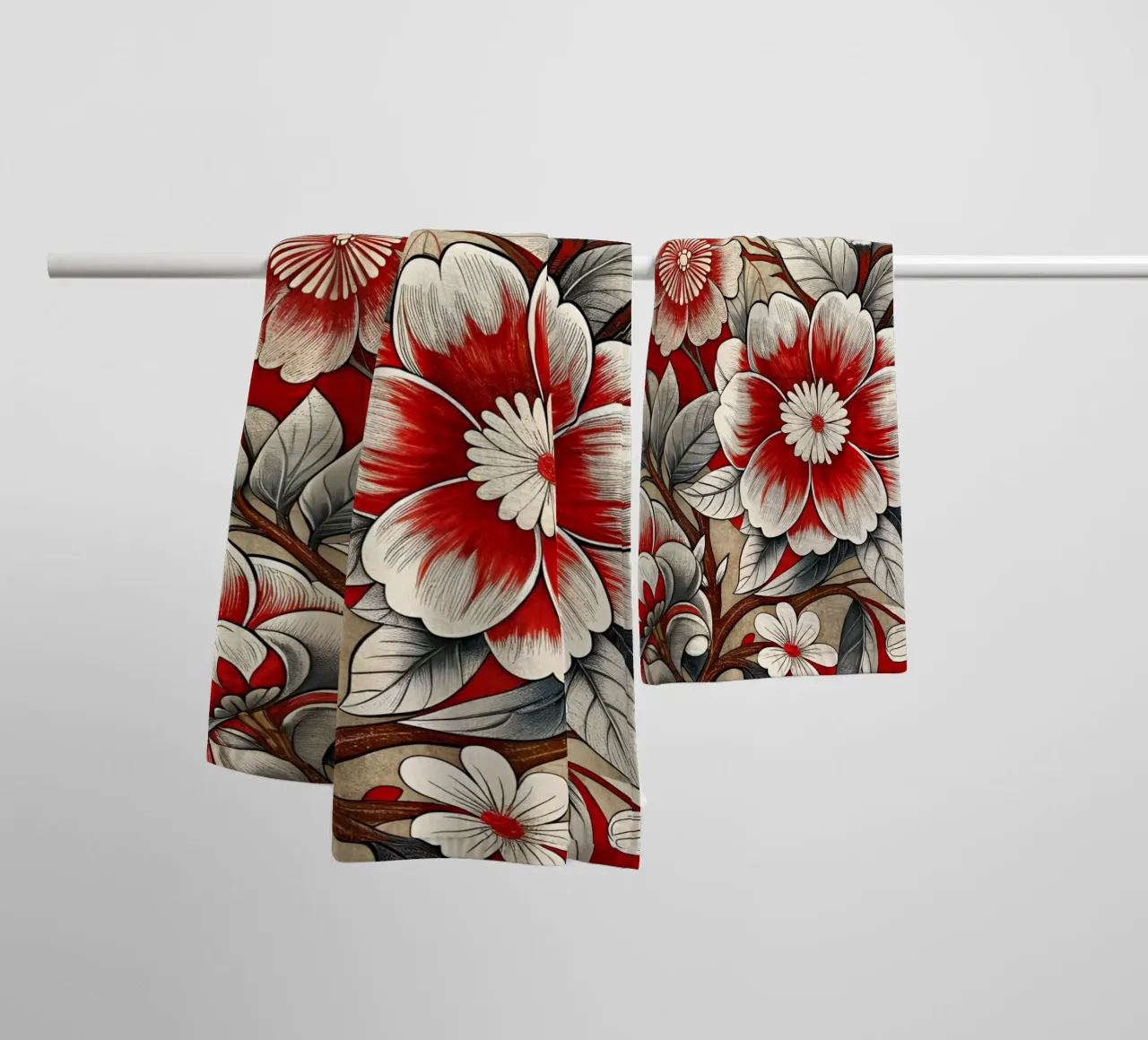 Fiori cremisi asciugamano da bagno da Artistic-shop