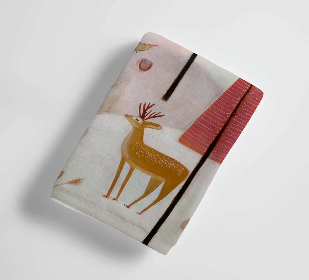 Whimsical Forest with Deer and Birds in Soft Pink Tones towel by Artbyvo