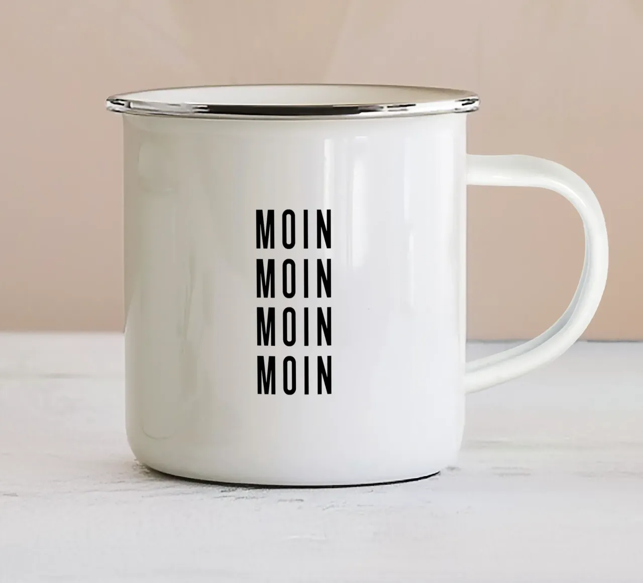 Moin Moin enamel mug by PurePeachStudio