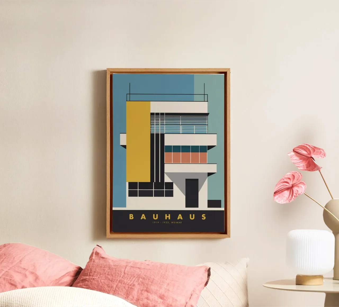 Bauhaus Architecture, Abstract Mid-Century Print canvas by Bakara