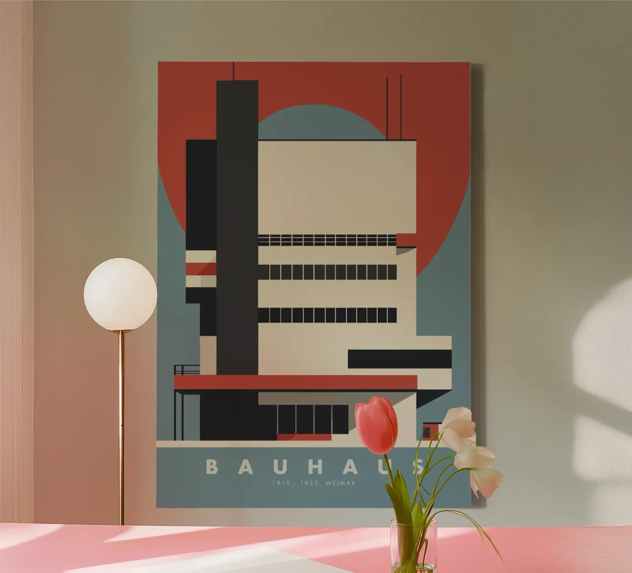 Bauhaus Architecture, Abstract Geometric Print canvas by Bakara