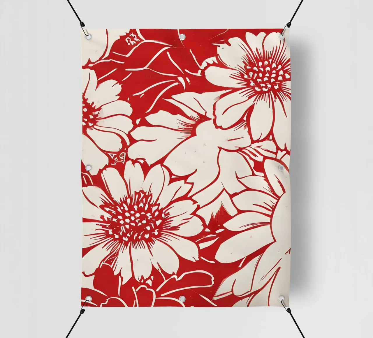 Crisantemi cremisi telo in pvc da Artistic-shop