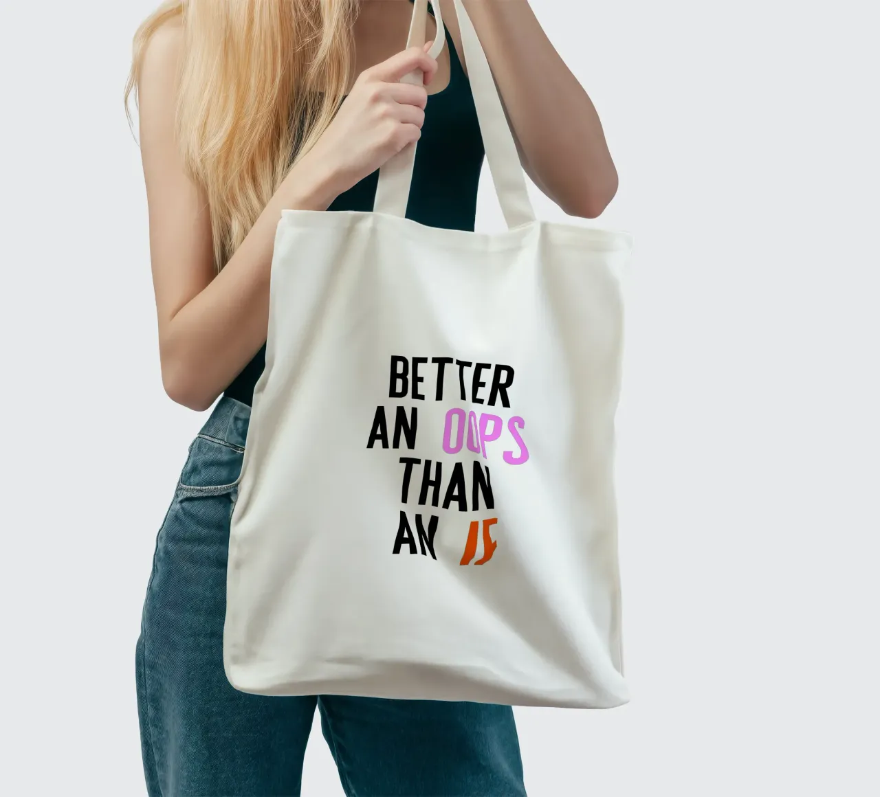 Better Oops borsa in juta da PurePeachStudio