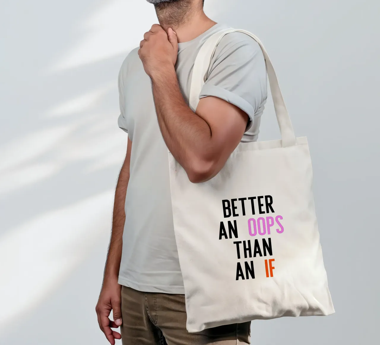 Better Oops borsa in juta da PurePeachStudio