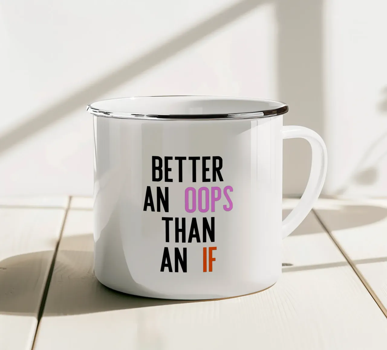 Better Oops tazza in smalto da PurePeachStudio